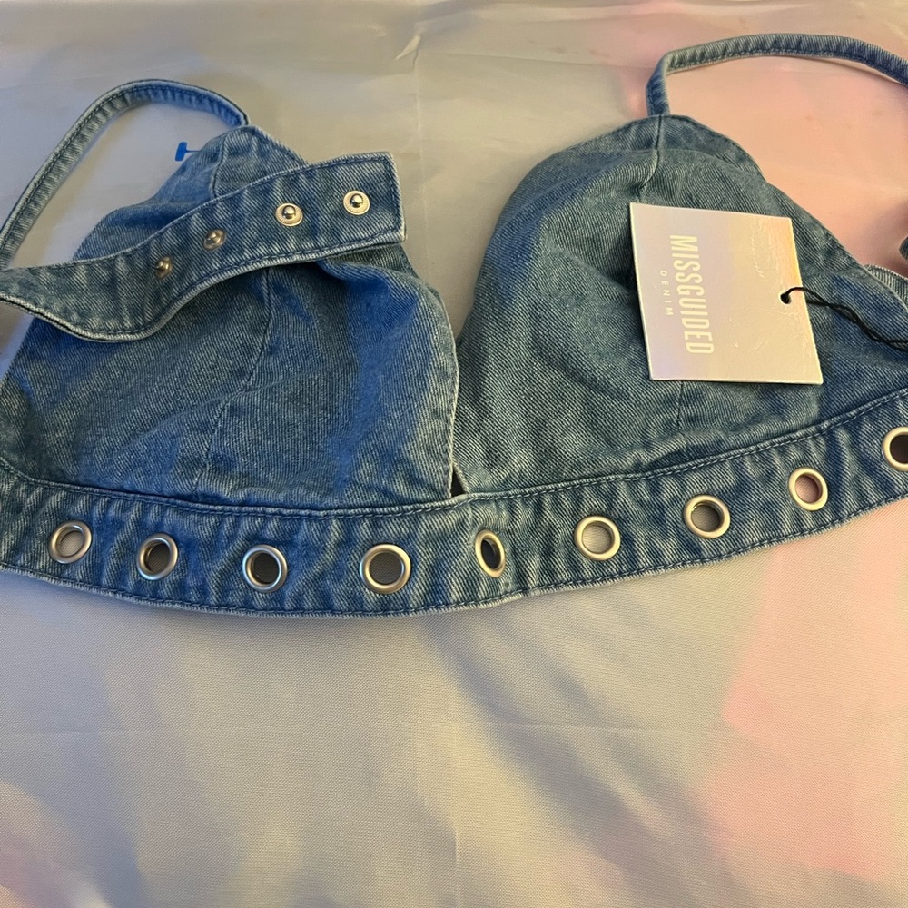 MISSGUIDED Denim Bralette Sz US10